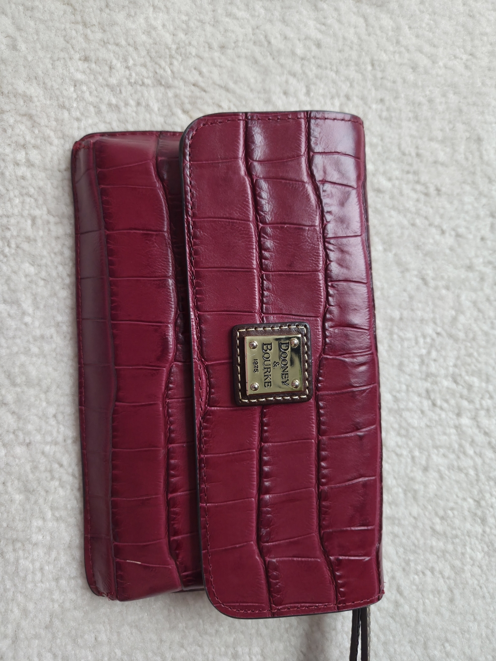 Dooney & Bourke Wine Croc-Embossed Leather Wristlet